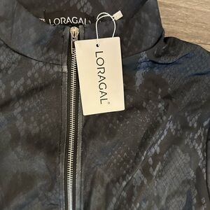 Black Snake-Print Long Sleeve Jumpsuit with Front Zip